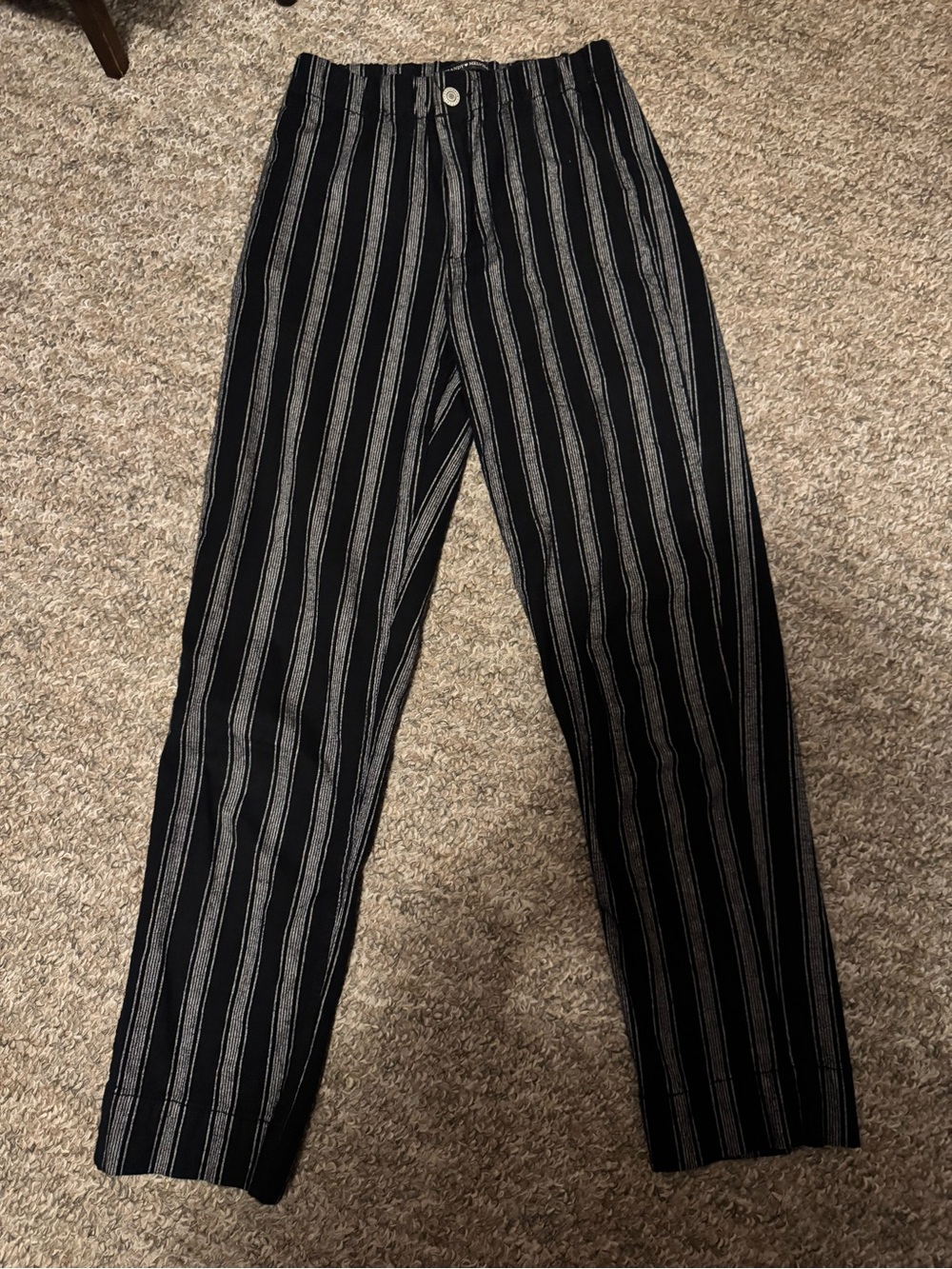 Brandy Melville navy blue Pants with Gray Vertical Stripes, 100% cotton